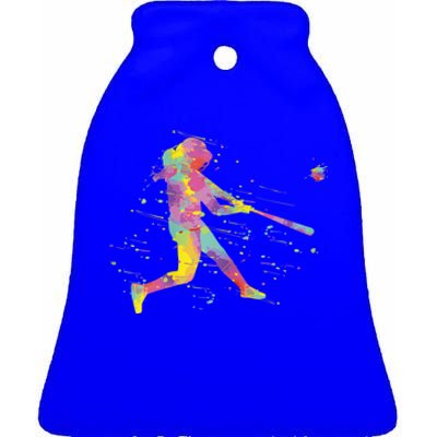 Softball Girl Ceramic Bell Ornament