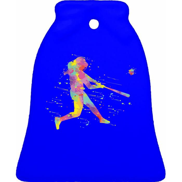 Softball Girl Ceramic Bell Ornament