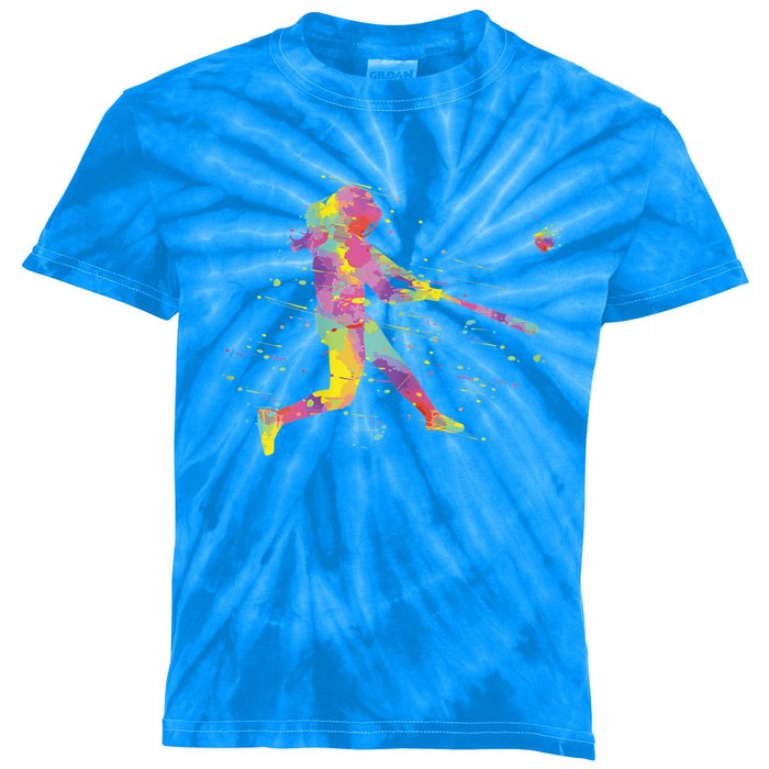 Softball Girl Kids Tie-Dye T-Shirt