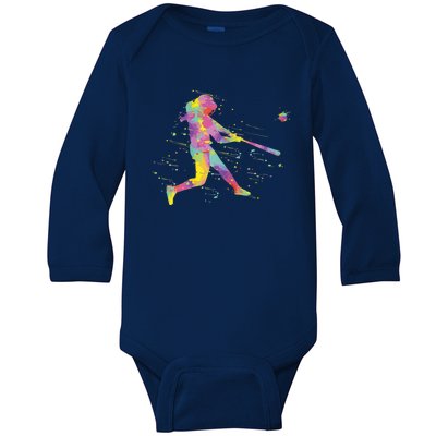 Softball Girl Baby Long Sleeve Bodysuit