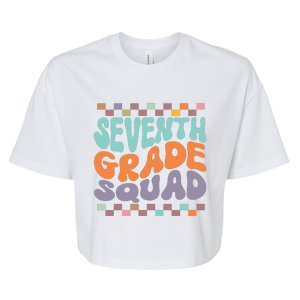 Seventh Grade Squad Retro Groovy Happy First Day Of School Gift Bella+Canvas Jersey Crop Tee