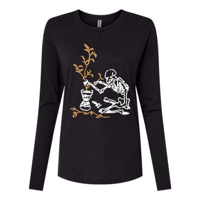 Skeleton Gardener Womens Cotton Relaxed Long Sleeve T-Shirt