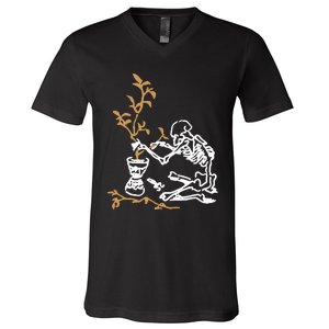 Skeleton Gardener V-Neck T-Shirt