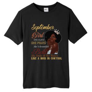 September Girl She Slays She Prays Beautiful Birthday Tall Fusion ChromaSoft Performance T-Shirt