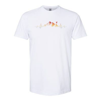 Ski Gift Skis Heartbeat Mountains Retro Skiing Ecg Gift Softstyle CVC T-Shirt