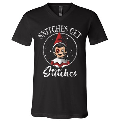 Snitches Get Stitches V-Neck T-Shirt