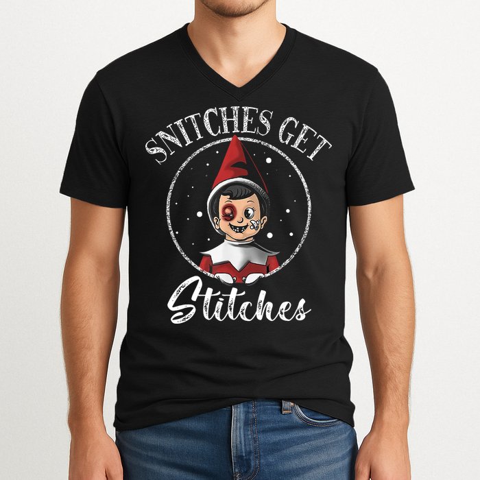 Snitches Get Stitches V-Neck T-Shirt