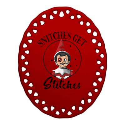 Snitches Get Stitches Ceramic Oval Ornament