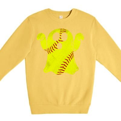 Softball Ghost Softball Lover Halloween Costume Premium Crewneck Sweatshirt