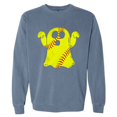 Softball Ghost Softball Lover Halloween Costume Garment-Dyed Sweatshirt