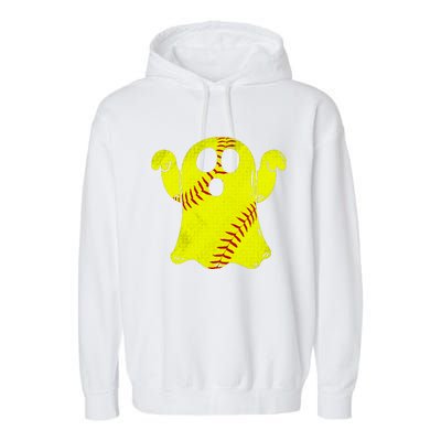 Softball Ghost Softball Lover Halloween Costume Garment-Dyed Fleece Hoodie