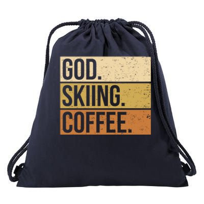 Ski God Skiing Coffee Skier Cute Gift Drawstring Bag