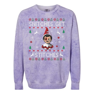 Snitches Get Stitches Ugly Christmas Sweater Colorblast Crewneck Sweatshirt