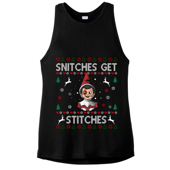 Snitches Get Stitches Ugly Christmas Sweater Ladies PosiCharge Tri-Blend Wicking Tank