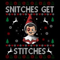 Snitches Get Stitches Ugly Christmas Sweater Cooling Performance Crew T-Shirt