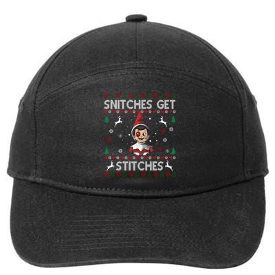Snitches Get Stitches Ugly Christmas Sweater 7-Panel Snapback Hat