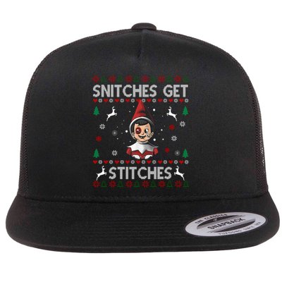 Snitches Get Stitches Ugly Christmas Sweater Flatbill Hat