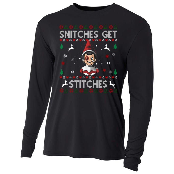 Snitches Get Stitches Ugly Christmas Sweater Cooling Performance Long Sleeve Crew