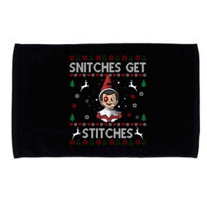 Snitches Get Stitches Ugly Christmas Sweater Microfiber Hand Towel