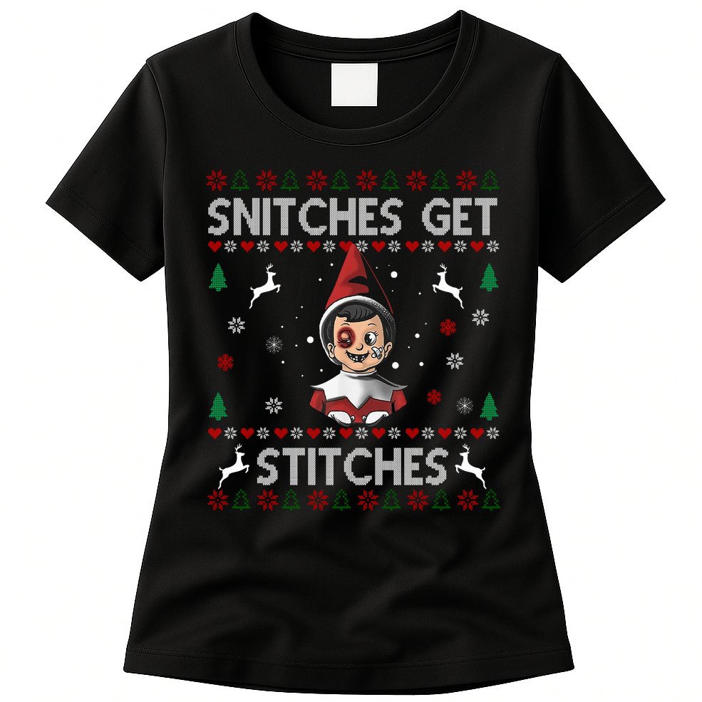 Snitches Get Stitches Ugly Christmas Sweater Womens T-Shirt