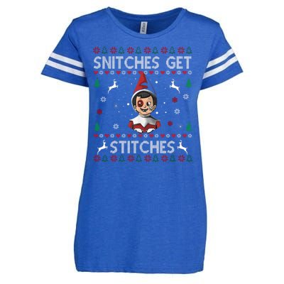 Snitches Get Stitches Ugly Christmas Sweater Enza Ladies Jersey Football T-Shirt