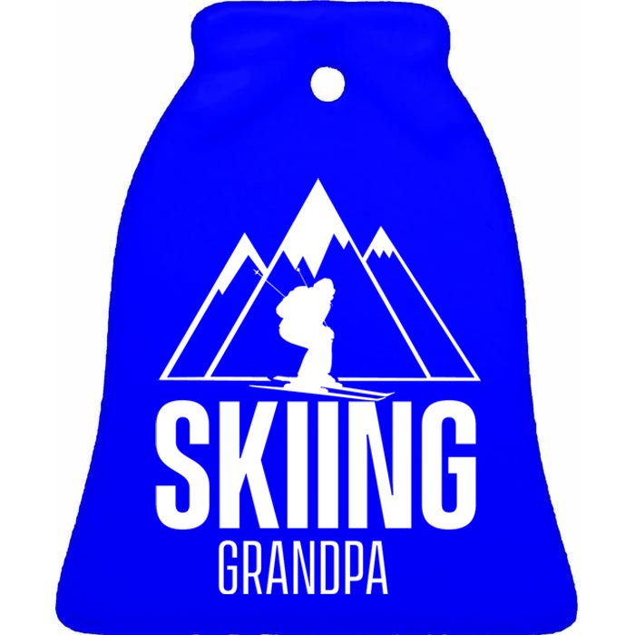 Skiing Grandpa Skier Ski Grandad Gift Ceramic Bell Ornament