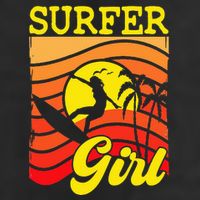 Surfer Girl Surfboarding Surf Lover Surfboard 7 Panel Mesh Trucker Snapback Hat
