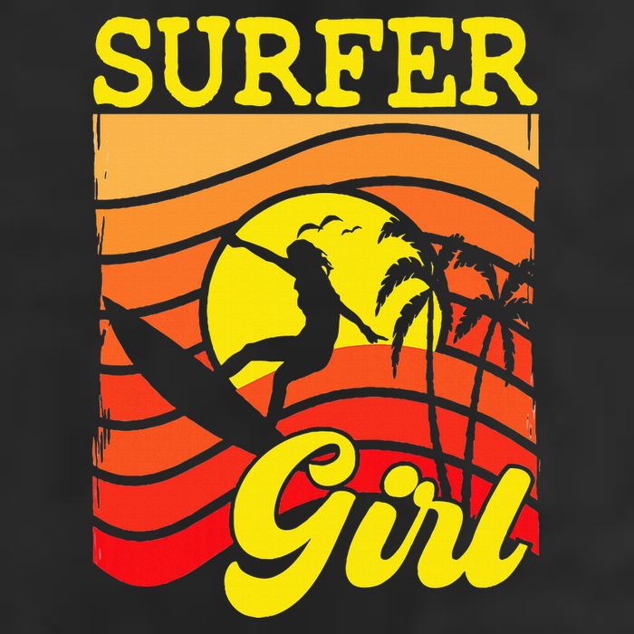 Surfer Girl Surfboarding Surf Lover Surfboard 7 Panel Mesh Trucker Snapback Hat
