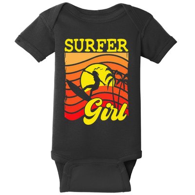 Surfer Girl Surfboarding Surf Lover Surfboard Baby Bodysuit