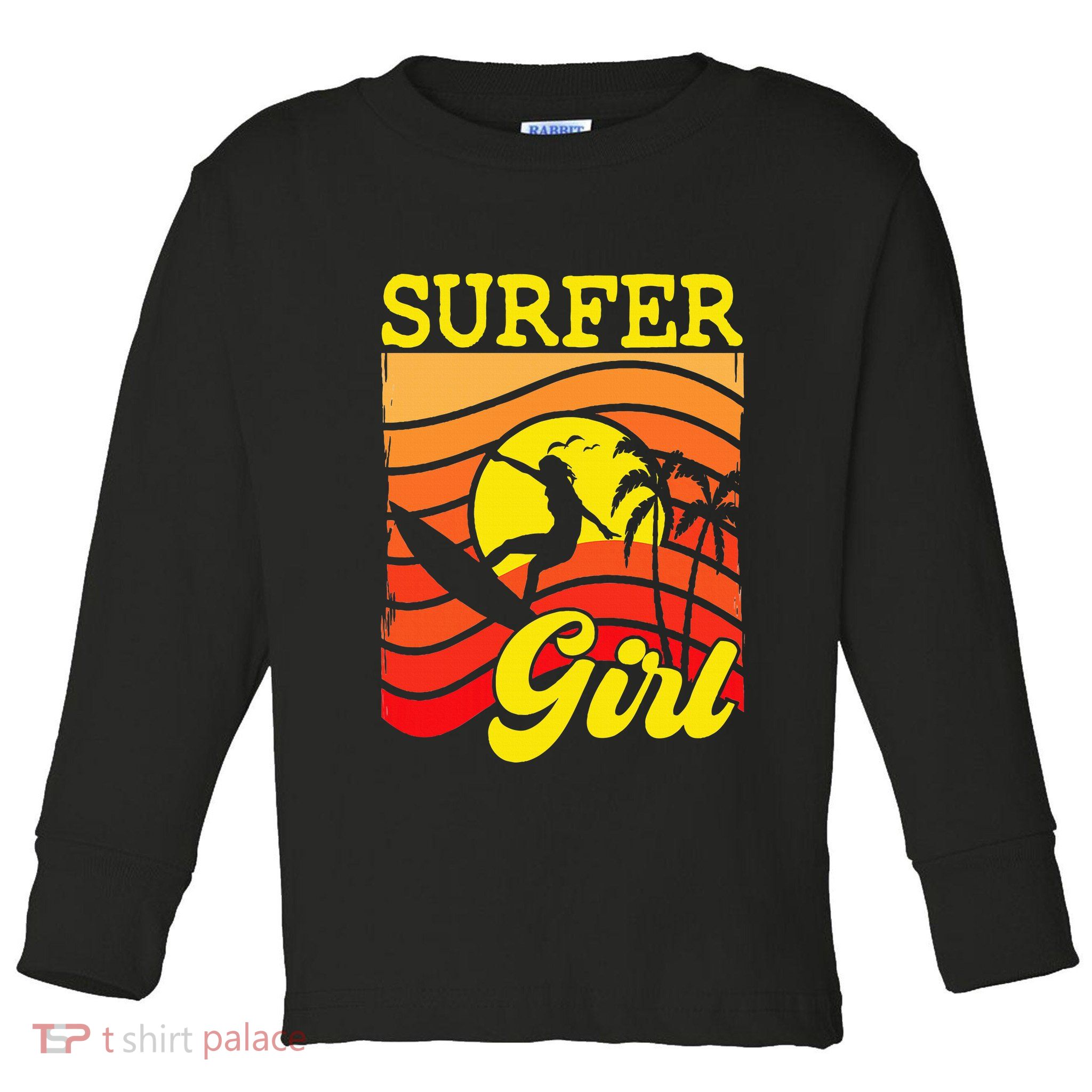Surfer Girl Surfboarding Surf Lover Surfboard Toddler Long Sleeve Shirt