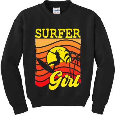 Surfer Girl Surfboarding Surf Lover Surfboard Kids Sweatshirt