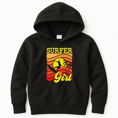 Surfer Girl Surfboarding Surf Lover Surfboard Kids Hoodie