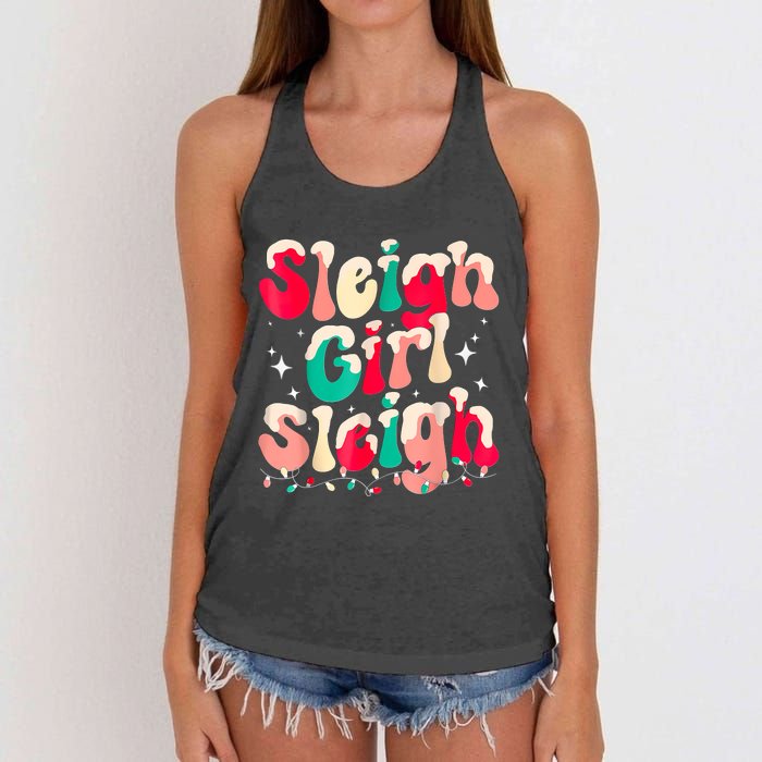 Sleigh Girl Sleigh Christmas Women Pajamas Women's Knotted Racerback Tank