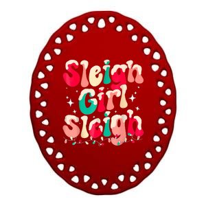 Sleigh Girl Sleigh Christmas Women Pajamas Ceramic Oval Ornament