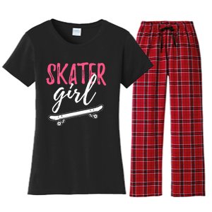 Skater Girl Skateboarding Skateboard Gift Women's Flannel Pajama Set