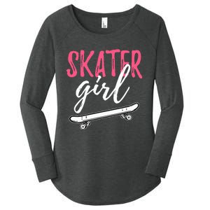 Skater Girl Skateboarding Skateboard Gift Women's Perfect Tri Tunic Long Sleeve Shirt