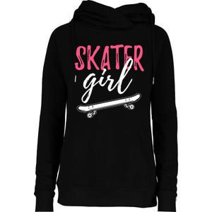 Skater Girl Skateboarding Skateboard Gift Womens Funnel Neck Pullover Hood