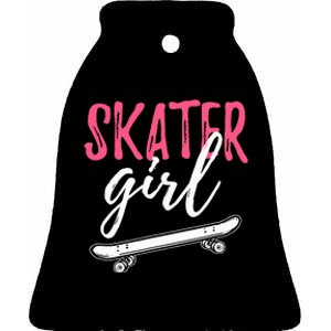 Skater Girl Skateboarding Skateboard Gift Ceramic Bell Ornament