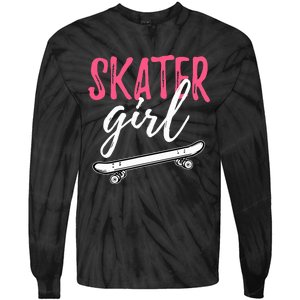 Skater Girl Skateboarding Skateboard Gift Tie-Dye Long Sleeve Shirt