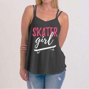 Skater Girl Skateboarding Skateboard Gift Women's Strappy Tank