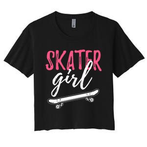 Skater Girl Skateboarding Skateboard Gift Women's Crop Top Tee