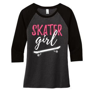 Skater Girl Skateboarding Skateboard Gift Women's Tri-Blend 3/4-Sleeve Raglan Shirt