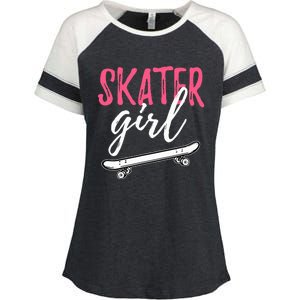 Skater Girl Skateboarding Skateboard Gift Enza Ladies Jersey Colorblock Tee