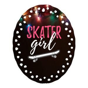 Skater Girl Skateboarding Skateboard Gift Ceramic Oval Ornament