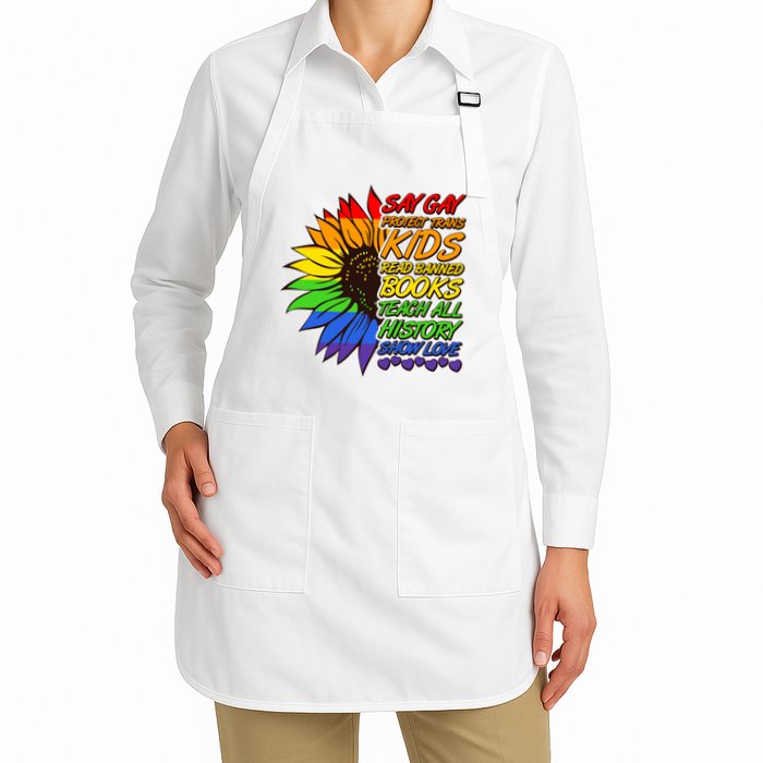 Say Gay Show Love Rainbow Sunflower Apron