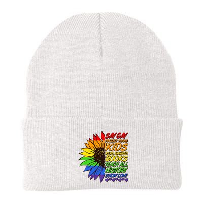 Say Gay Show Love Rainbow Sunflower Beanie