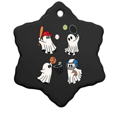 Spooky Ghost Sport Halloween Ceramic Star Ornament