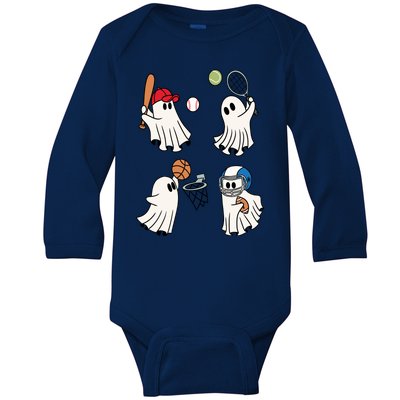 Spooky Ghost Sport Halloween Baby Long Sleeve Bodysuit