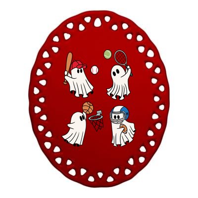 Spooky Ghost Sport Halloween Ceramic Oval Ornament