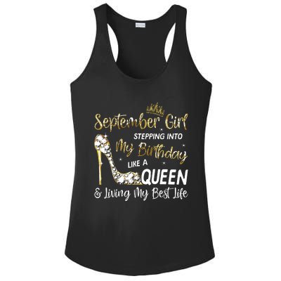 September Girl Stepping Into My Birthday Like A Queen Bday Ladies PosiCharge Competitor Racerback Tank